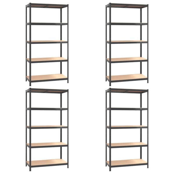 vidaXL Estanter&iacute;a 5 niveles 4 uds gris antracita acero y contrachapada