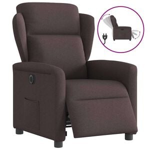vidaXL Sill&oacute;n reclinable el&eacute;ctrico tela marr&oacute;n oscuro
