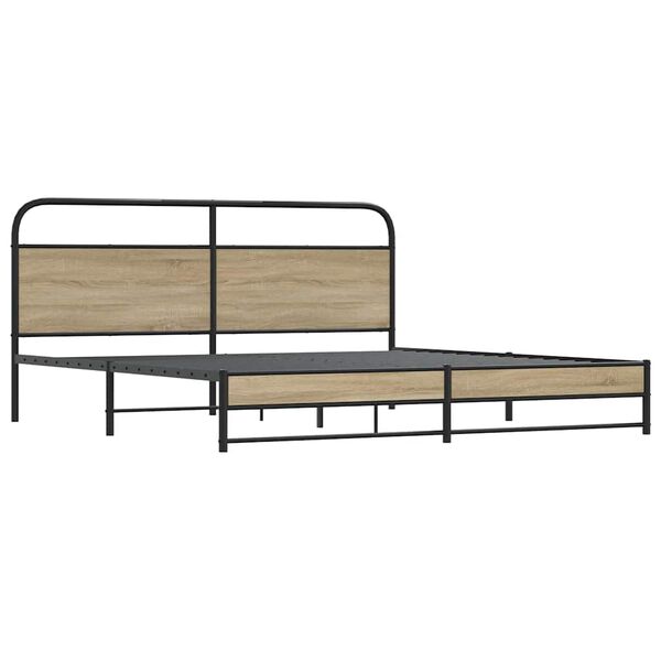vidaXL Estructura de cama sin colch&oacute;n metal roble ahumado 183x213 cm