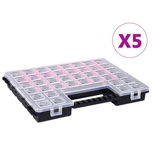 vidaXL Caja compartimentos 5 uds divisores pl&aacute;stico 385x283x50 mm