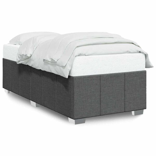 vidaXL Estructura de cama sin colch&oacute;n tela gris oscuro 90x200 cm