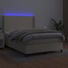 vidaXL Cama box spring colch&oacute;n y LED cuero sint&eacute;tico crema 140x190 cm
