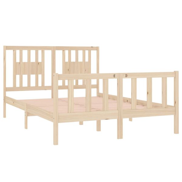 vidaXL Estructura de cama de matrimonio madera maciza 135x190 cm