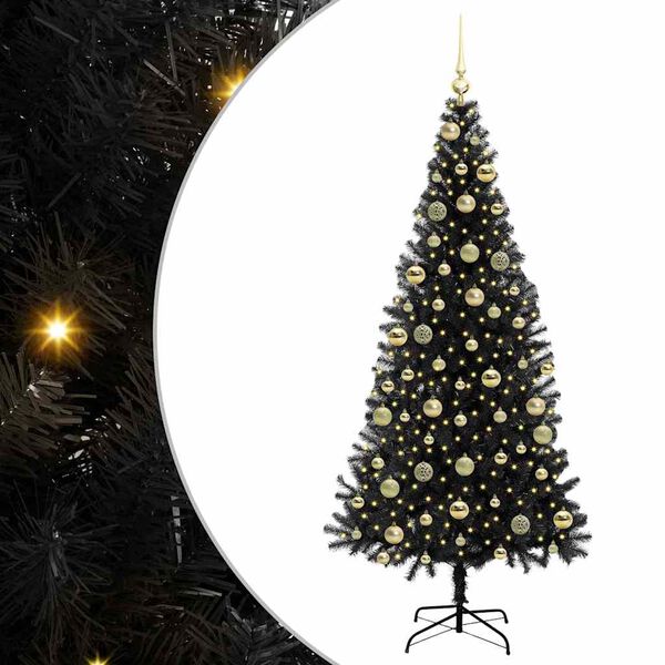 vidaXL &Aacute;rbol de Navidad con 300 LED con soporte Negro 210 cm PVC