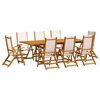 vidaXL Juego comedor de jard&iacute;n 9 pzas madera maciza acacia y textileno