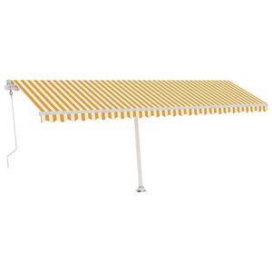 vidaXL Toldo autom&aacute;tico LED sensor de viento amarillo blanco 600x300cm
