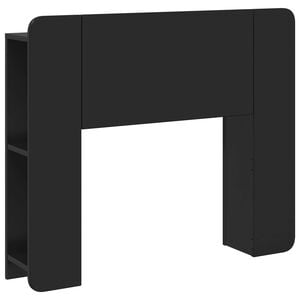 vidaXL Cabecero con armario Negro Madera de Ingenier&iacute;a