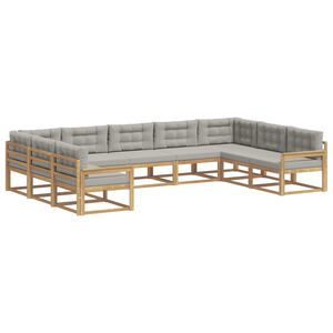 vidaXL Conjunto de sof&aacute;s de exterior 9 pcs Blanco y Gris Claro