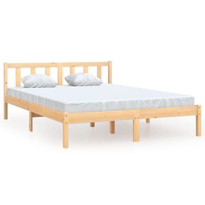 vidaXL Estructura de cama doble sin colch&oacute;n madera maciza