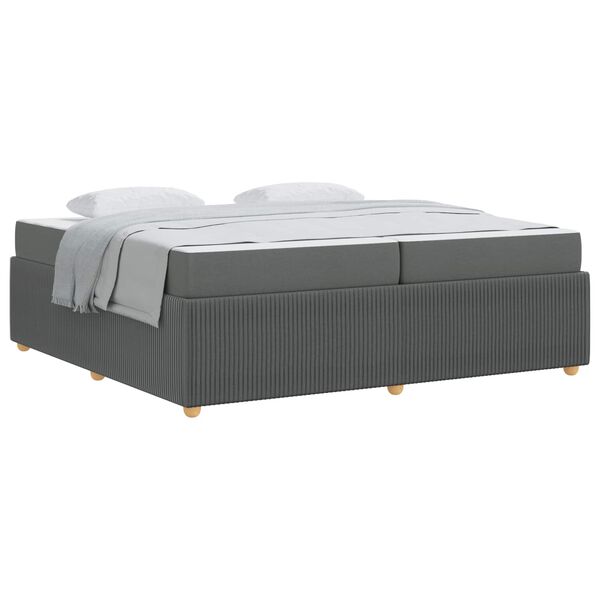vidaXL Estructura de cama con colch&oacute;n Gris oscuro 200 x 200 cm tela