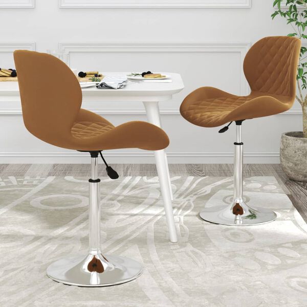 vidaXL Sillas de comedor giratorias 2 unidades terciopelo marr&oacute;n