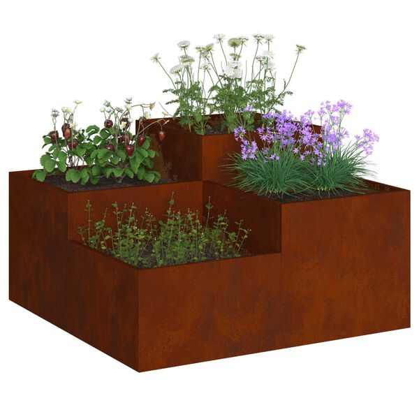 vidaXL Maceta para Jard&iacute;n Oxidado 80 x 80 x 48 cm Acero autopatinable