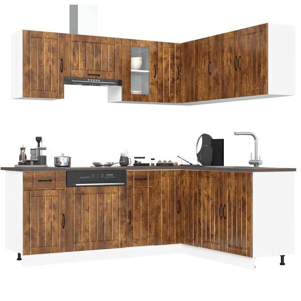 vidaXL Mueble cocina Lucca roble ahumado 11 pzas madera contrachapada