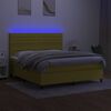 vidaXL Cama box spring colch&oacute;n y luces LED tela verde 180x200 cm