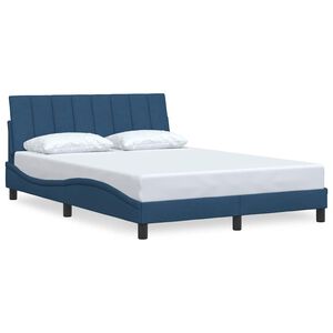 vidaXL Estructura de cama sin colch&oacute;n Hanko tela azul 140x200 cm