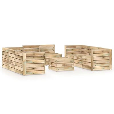 vidaXL Set de muebles de jardín 9 pzas madera de pino impregnada verde