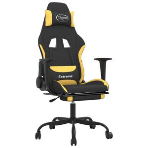 vidaXL Silla gaming con reposapi&eacute;s tela negro y amarillo