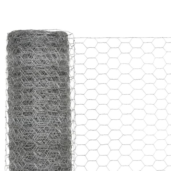 vidaXL Alambrada de gallinero acero galvanizado plateado 25x1,5 m