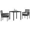 vidaXL Conjunto de Comedor de Jard&iacute;n 3 pcs Negro rat&aacute;n sint&eacute;tico
