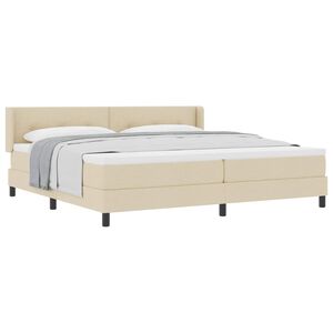 vidaXL Cama tipo Box Spring con colch&oacute;n Crema 200 x 200 cm Poli&eacute;ster