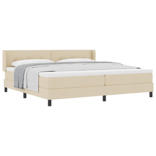 vidaXL Cama tipo Box Spring con colch&oacute;n Crema 200 x 200 cm Poli&eacute;ster