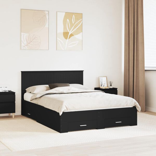 vidaXL Estructura de cama Negro 140 x 190 cm Madera de ingenier&iacute;a