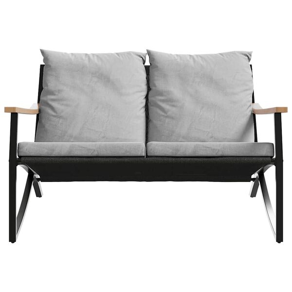 vidaXL Juego de muebles de jard&iacute;n con cojines 3 piezas acero negro