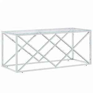 vidaXL Mesa de centro acero inoxidable y vidrio 110x45x45 cm