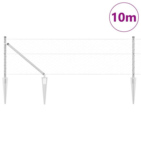 vidaXL Poste de Valla Plateado 10 x 0,6 m (malla de 50 mm) Acero