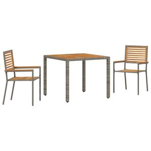 vidaXL Conjunto de Comedor de Jard&iacute;n 3 uds. Gris y marr&oacute;n