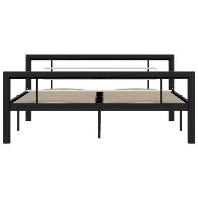vidaXL Estructura de cama de metal negro y blanco 160x200 cm