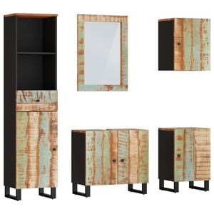 vidaXL Conjunto de muebles de ba&ntilde;o 5 piezas madera maciza reciclada