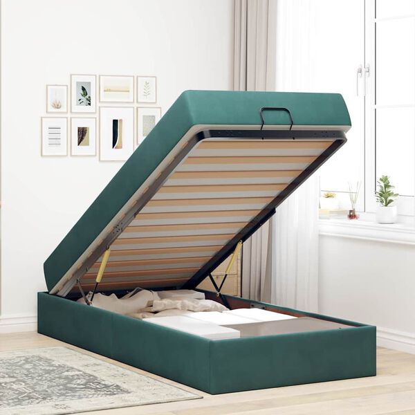 vidaXL Estructura de cama con colch&oacute;n 2 pcs Verde Terciopelo