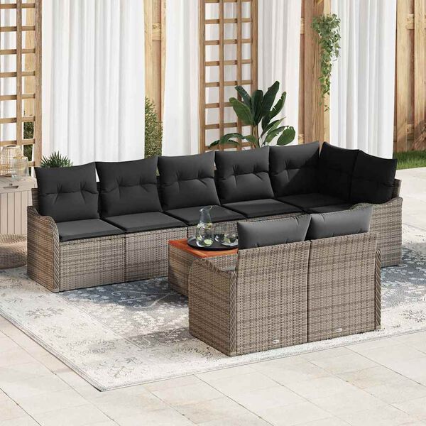 vidaXL Conjunto de sofá de jardín 9 pcs Gris