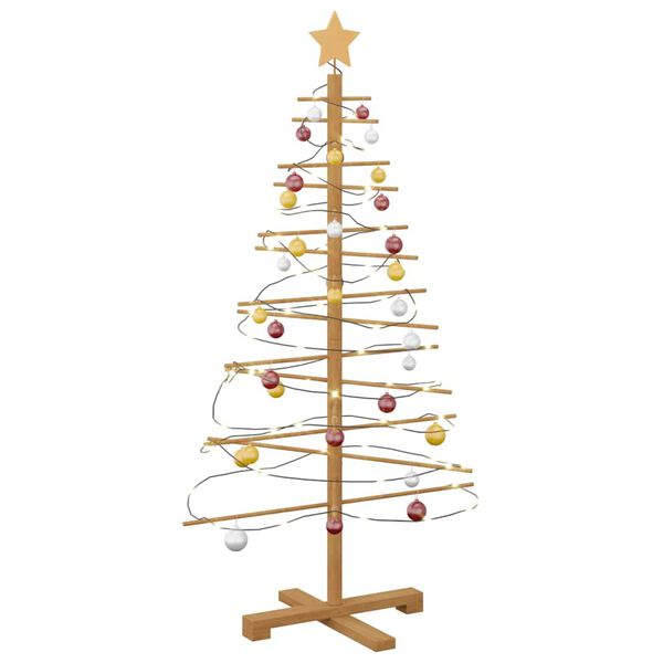 vidaXL Árbol de Navidad de madera con soporte Marrón 125 cm Bambú