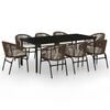 vidaXL Juego de comedor de jard&iacute;n 9 piezas marr&oacute;n
