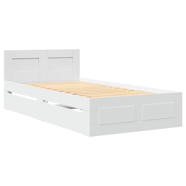 vidaXL Estructura de cama con cabecero sin colch&oacute;n blanco 90x200 cm