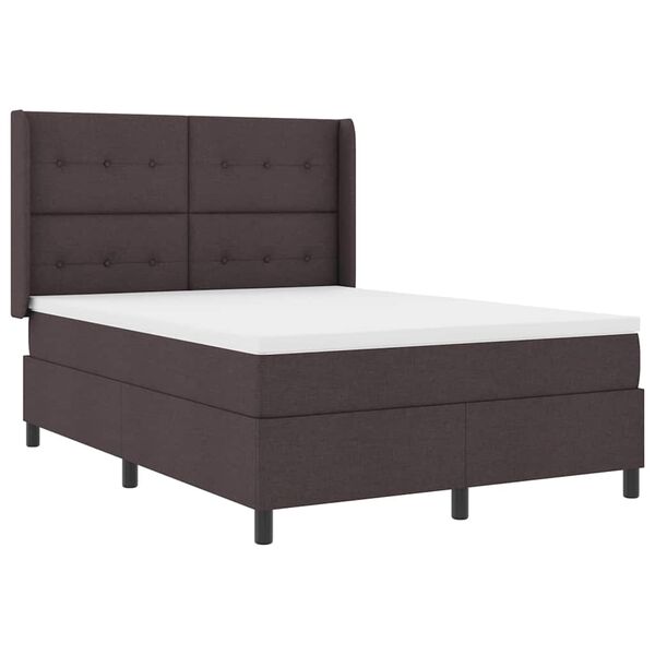 vidaXL Cama Box Spring LED con colch&oacute;n Marr&oacute;n Oscuro 140 x 200 cm tela