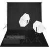 vidaXL Kit de estudio fotogr&aacute;fico con set de luces y fondo