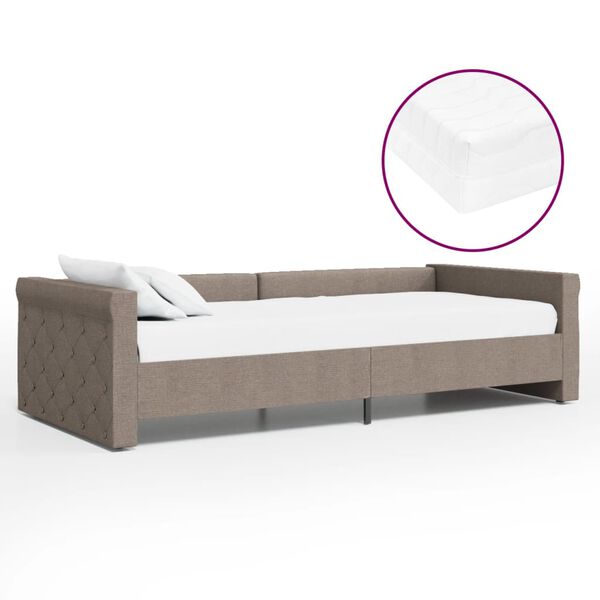 vidaXL Sof&aacute; cama con colch&oacute;n USB de tela gris taupe 90x200 cm