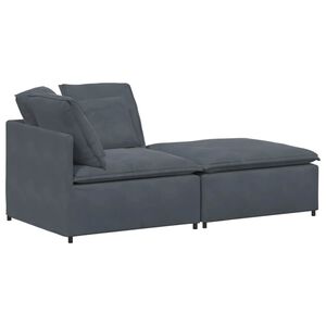 vidaXL Sof&aacute; modular con reposapi&eacute;s y cojines en terciopelo gris oscuro