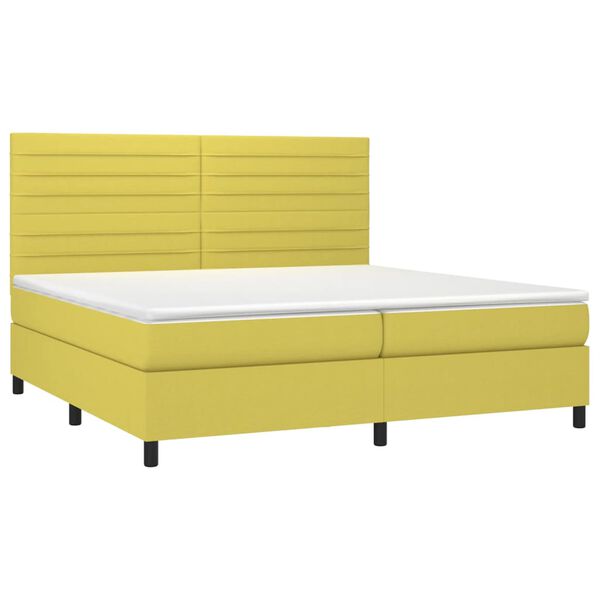vidaXL Cama box spring colch&oacute;n y luces LED tela verde 200x200 cm