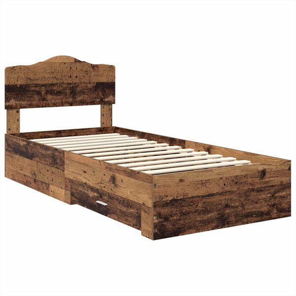 vidaXL Estructura de cama con cabecera Madera vieja 90 x 200 cm