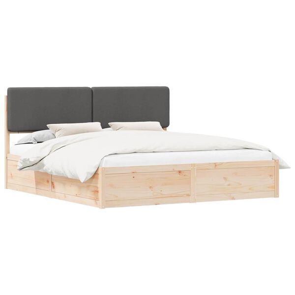 vidaXL Estructura de Cama con Cabecera Tapizada Gris oscuro