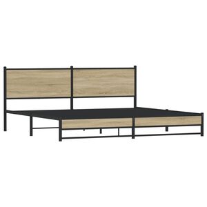 vidaXL Estructura de cama sin colch&oacute;n metal roble Sonoma 193x203 cm
