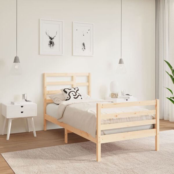 vidaXL Estructura de cama madera maciza 90x190 cm