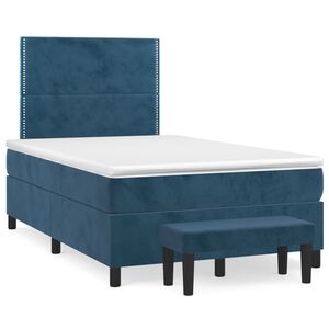 vidaXL Cama box spring con colch&oacute;n terciopelo azul oscuro 120x200 cm