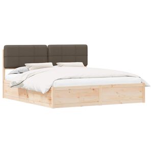 vidaXL Estructura de Cama con Cabecera Tapizada Taup&eacute; 200 x 200 cm