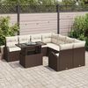 vidaXL Conjunto de sof&aacute; de jard&iacute;n 9 pcs Marr&oacute;n Rattan de Poli&eacute;ster