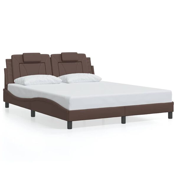 vidaXL Estructura de cama Viana sin colch&oacute;n cuero sint&eacute;tico marr&oacute;n 160x200cm